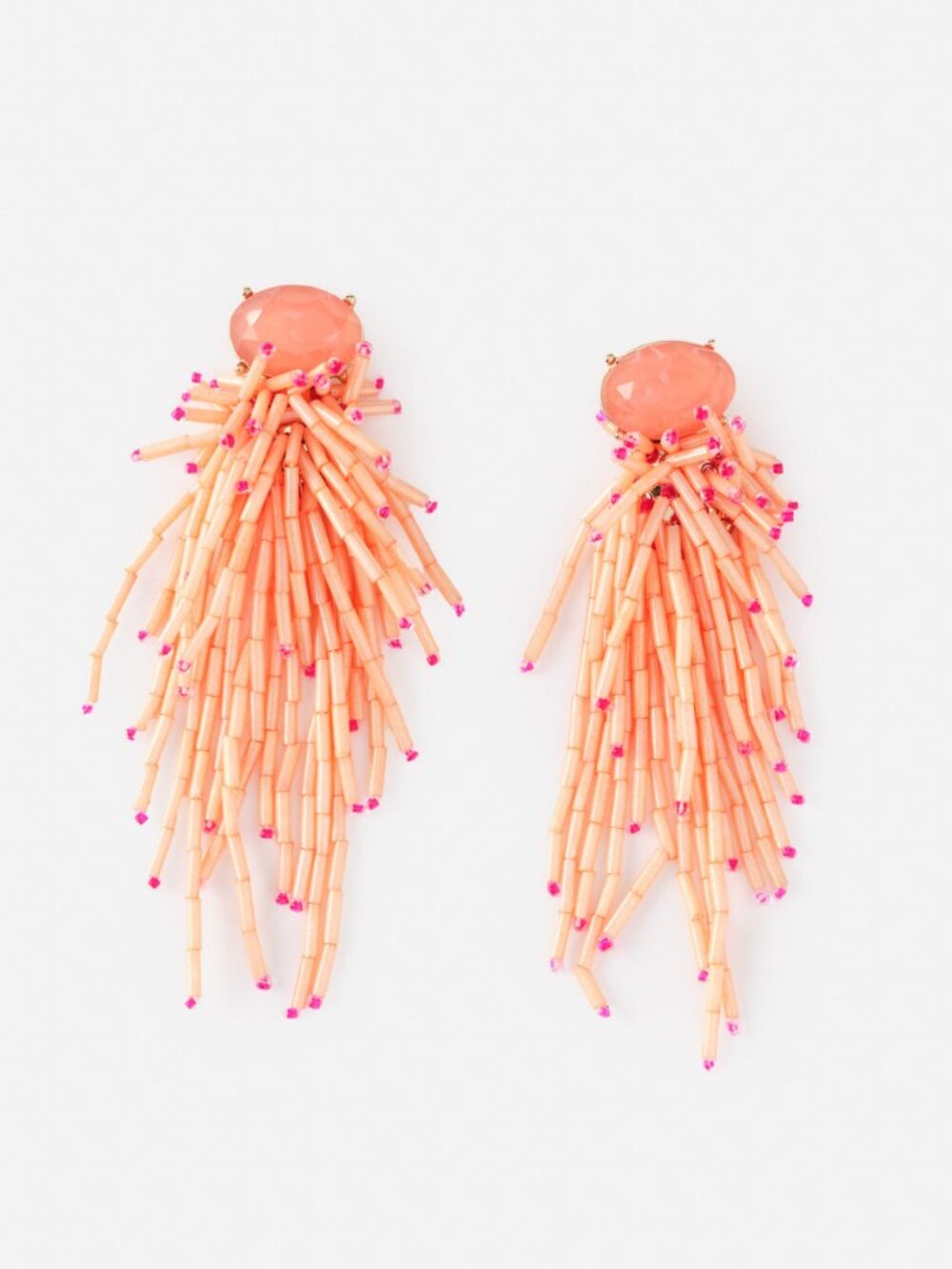J McLaughlin Beaded Tassel Earrings - Pink NEW - Picture 3 of 3